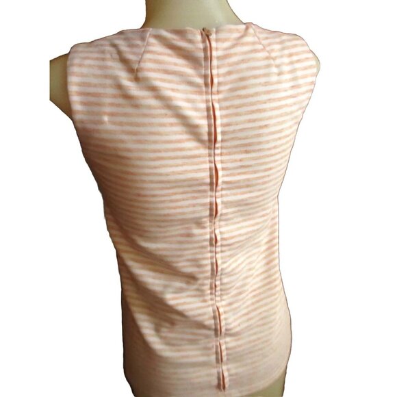 Vintage 1970s Pink Stripe Top Womens Medium Tank Zipback Peach Polyester - Picture 5 of 5
